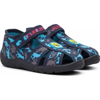 Chlapecké bačkory Dětské bačkory Oldcom DINO 24 Tmavě modrá, Modrá, Šedá