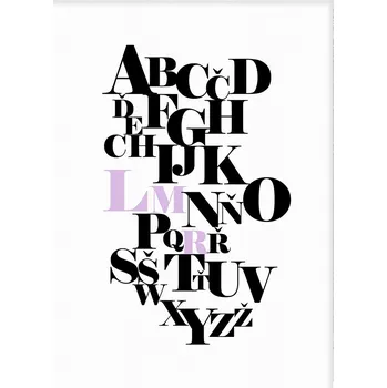 Plakát Jen tak z lásky Plakát Abeceda s iniciály Rozměr plakátu: 30 x 40 cm, Barva písma iniciálů: Růžová