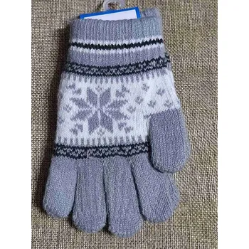Dětské pletené rukavice norský vzor barva šedá bílá
