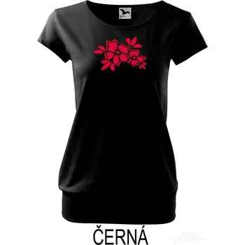 Dámské tričko Dámské tričko volný střih, Květinová brož Barva: Černá, Velikost: L