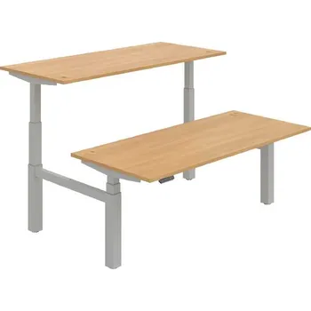 Kancelářský vozík HOBIS párový výškově stavitelný stůl 180 cm, paměť.ovlad. - MOTION DUAL MSD 3M 1800, dub + doprava zdarma