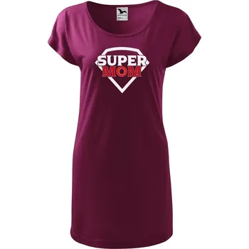 Dámské tričko DOBRÝ TRIKO Dámské tričko/šaty s potiskem Super mom Velikost: M, Barva: Fuksiová