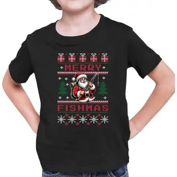 Žertovný předmět Merry Fishmas - dětské tričko s potiskem- Tričkový.cz