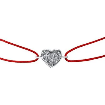 Náramek Textilní náramek Lisette červený se srdíčkem s Brilliance Zirconia LPS0629BRW