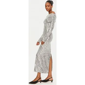 Dámské oblečení ROTATE Koktejlové šaty 113439720 Stříbrná Slim Fit 36