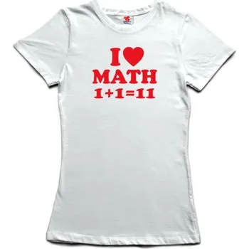 Žertovný předmět I love math - dámské tričko s potiskem XL růžová - fuschia Bílá - 401