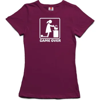 Svatební dekorace Game over manželka - dámské tričko s potiskem L černá - black Bílá - 401