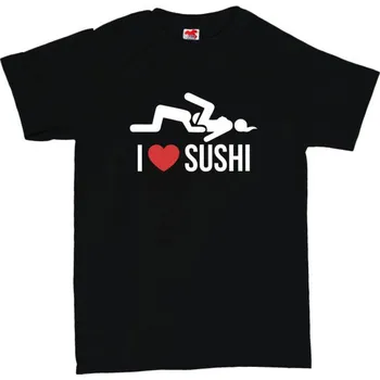 Žertovný předmět I love sushi - pánské tričko XL černá - black Bílá - 401