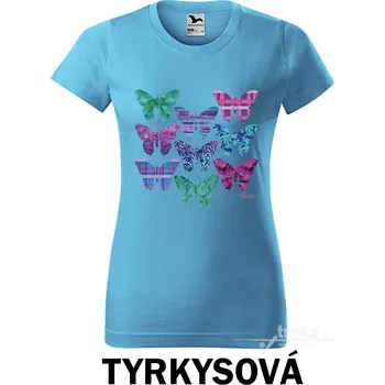 Tričko dámské, Motýli Barva: Tyrkysová, Velikost: S