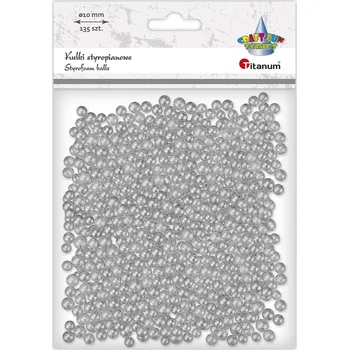 Vánoční dekorace Titanum Koule, polystyrenová, STŘÍBRNÁ 0,5-0,7cm, 135 ks / bal.