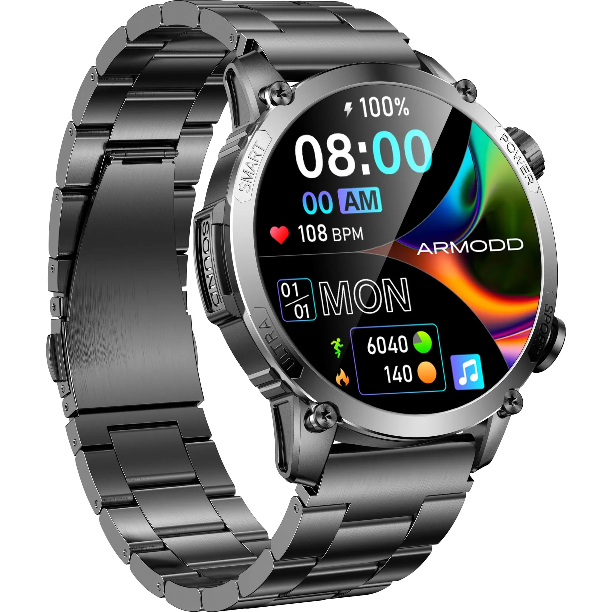 Fotografie 2 - Chytré hodinky Armodd Silentwatch 7 Pro GPS černé s kovovým řemínkem a černým silikonovým řemínkem