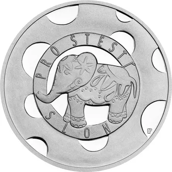 Stříbrná medaile Slon pro štěstí s věnováním proof