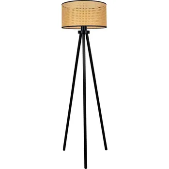 Lampička Duolla - Stojací lampa ROLLER 1xE27/15W/230V pr. 45 cm ratan/černá