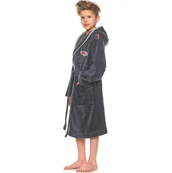 Chlapecké oblečení L&L Dětský župan s kapucí 2041 BM grafit