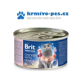 Krmivo pro kočku Brit Premium Cat by Nature konzerva Chicken&Hearts 200g
