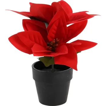 umělá květina Home Styling Collection Umělá betlémská hvězda v květináči 18 cm červená