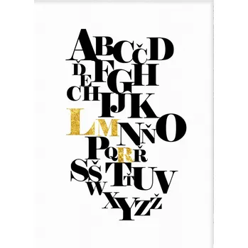 Plakát Jen tak z lásky Plakát Abeceda s iniciály Rozměr plakátu: 40 x 50 cm, Barva písma iniciálů: Zlatá