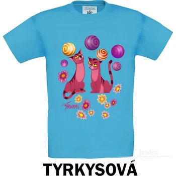 Chlapecké tričko Tričko dětské KR, Kočky růžové Barva: Tyrkysová, Velikost: 110