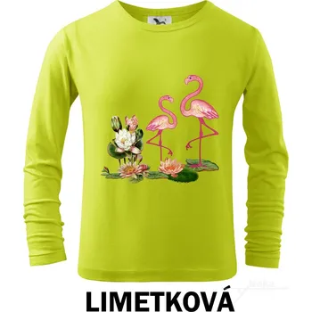 Tričko dětské DR, Plameňáci Barva: Limetková, Velikost: 122