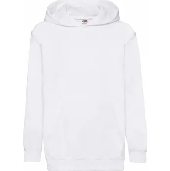Chlapecká mikina Fruit of the Loom Dětská mikina s kapsou na břiše a kapucí 80% bavlny Barva: Bílá, Velikost: 128 (7-8 let)