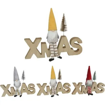 Vánoce Euro Habitat Vánoční dekorace - Mašé nápis XMAS s trpaslíkem