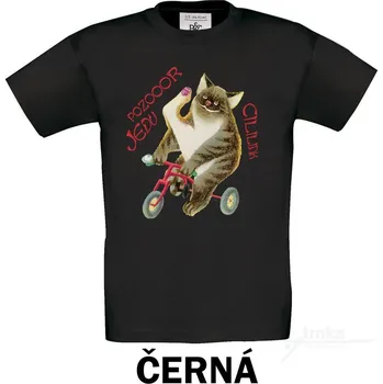 Pánské tričko Tričko UNI Kocour pozor jedu Barva: Černá, Velikost: S