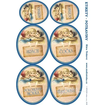 Speciální papír Samolepicí etikety na dózy s potravinami, sladké děti, 3 archy