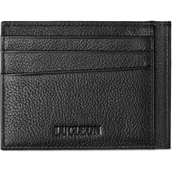 Obal na doklad Černé kožené pouzdro na karty z kůže kvality full grain - Lucleon