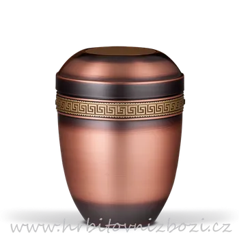 Smuteční dekorace Urna měděná s ozdobným páskem 25.5 cm