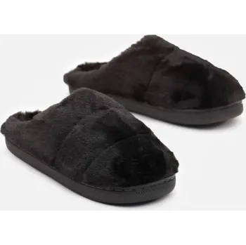 Dámské pantofle Plyšové dámské černé papuče C43-38, VELIKOST 38/39