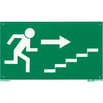 Únikový východ vpravo nahoru (plastová tabulka 210x123 mm)