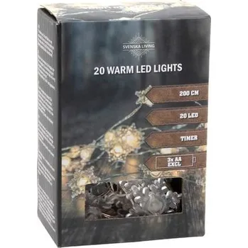 Vánoční dekorace HIT ŘETĚZ SVĚTELNÝ VLOČKY S ČASOVAČEM, 3XAA 10CM 30CM_hamashop