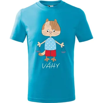 Chlapecké oblečení DOBRÝ TRIKO Dětské tričko Zvěrokruh kočka Váhy Velikost: 158/12 let, Barva: Tyrkysová