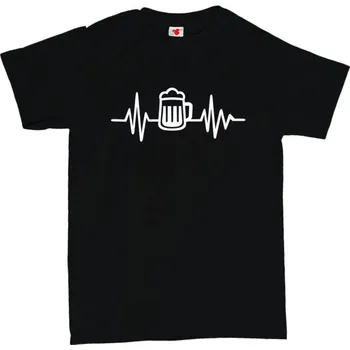 Žertovný předmět Pivo - EKG křivka - pánské tričko s potiskem S černá - black Bílá - 401