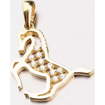 Přívěsek Dámský přívěsek žluté zlato 585 zirkon kůň 43-21403