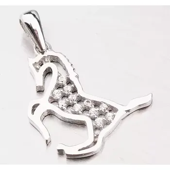 Přívěsek Dámský přívěsek bílé zlato 585 zirkon kůň 43-21645