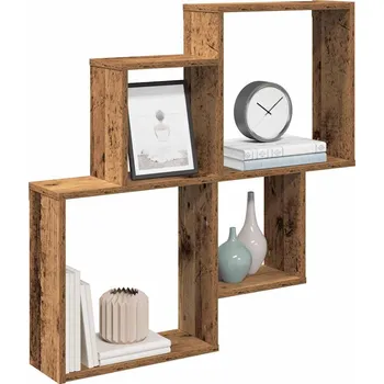 police Nástěnná police starého dřeva 80x15x78,5 cm dřevotříska Hnědá 856610