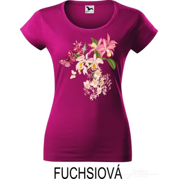 Dámské tričko Dámské tričko hlubší výstřih, Rozkvetlé orchideje Barva: Fuchsiová, Velikost: M