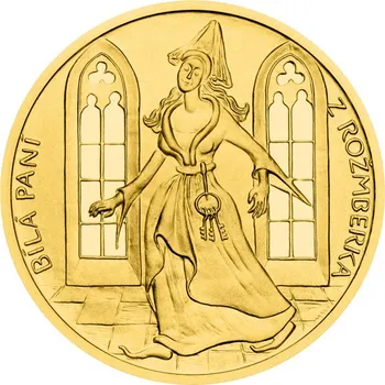 Zlatá půluncová medaile Pověsti českých hradů - Bílá paní na Rožmberku proof