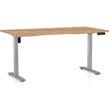 Psací stůl Výškově nastavitelný stůl OfficeTech B, 160 x 80 cm, šedá podnož, dub kraft