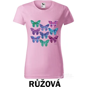 Dámské tričko Tričko dámské, Motýli Barva: Růžová, Velikost: XS