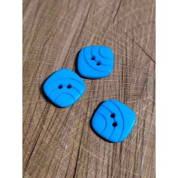 Knoflík Knoflík čtvercový s rýhami barva tyrkysová