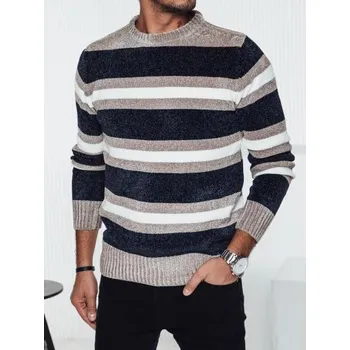Pánský svetr Pánský pruhovaný svetr tmavě modrý