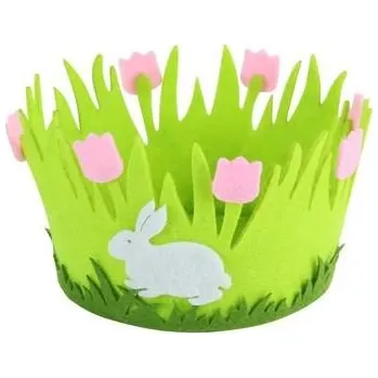 Úložný box TORO KOŠÍK VELIKONOČNÍ PLSTĚNÝ,KULATÝ,14X8CM, ASSORT_hamashop