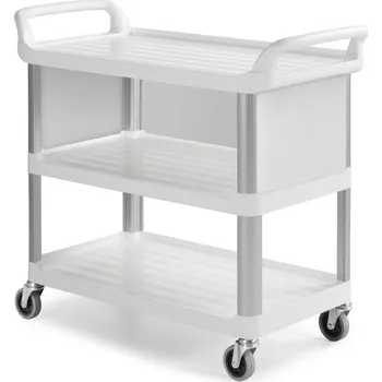 Jídelní stůl Jídelní třípolicový vozík se zástěnami B3700 Barva: Bílá, Zástěny: nahoře