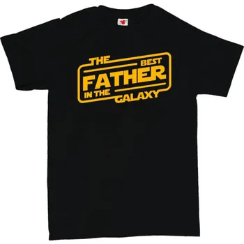 Žertovný předmět The best FATHER in the galaxy - pánské tričko s potiskem XXL černá - black Žlutá - 418