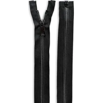 Zip zip ČERNÝ SE STŘÍBRNOČERNÝMI ZOUBKY A OZDOBNÝM TAHÁČKEM - Černý, 16 cm