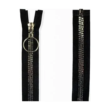Zip zip ČERNÝ SE STŘÍBRNÝMI PÍSMENKY A OZDOBNÝM TAHÁČKEM - Černý/stříbrný, 16 cm