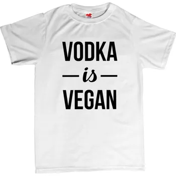 Žertovný předmět Vodka is vegan - pánské tričko s potiskem XXL bílá - white Modrá - 403