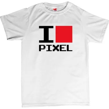 Žertovný předmět I love pixel - pánské tričko s potiskem XL bílá - white Černá - 402